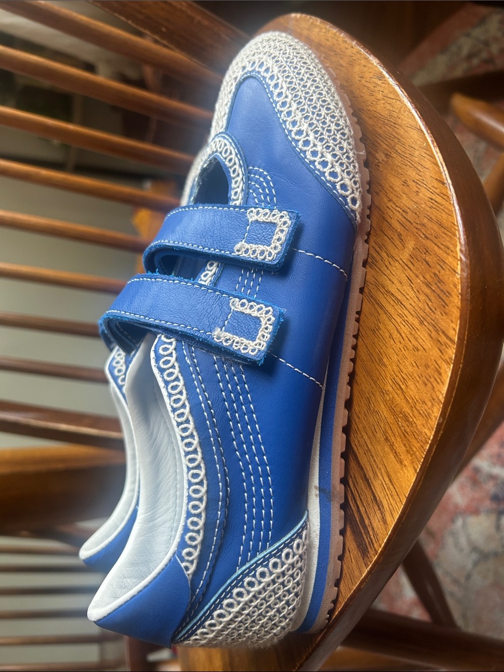 Vans Blue and White womens  Athletic Hook-and-Loop Sneakers - Picture 4 of 4